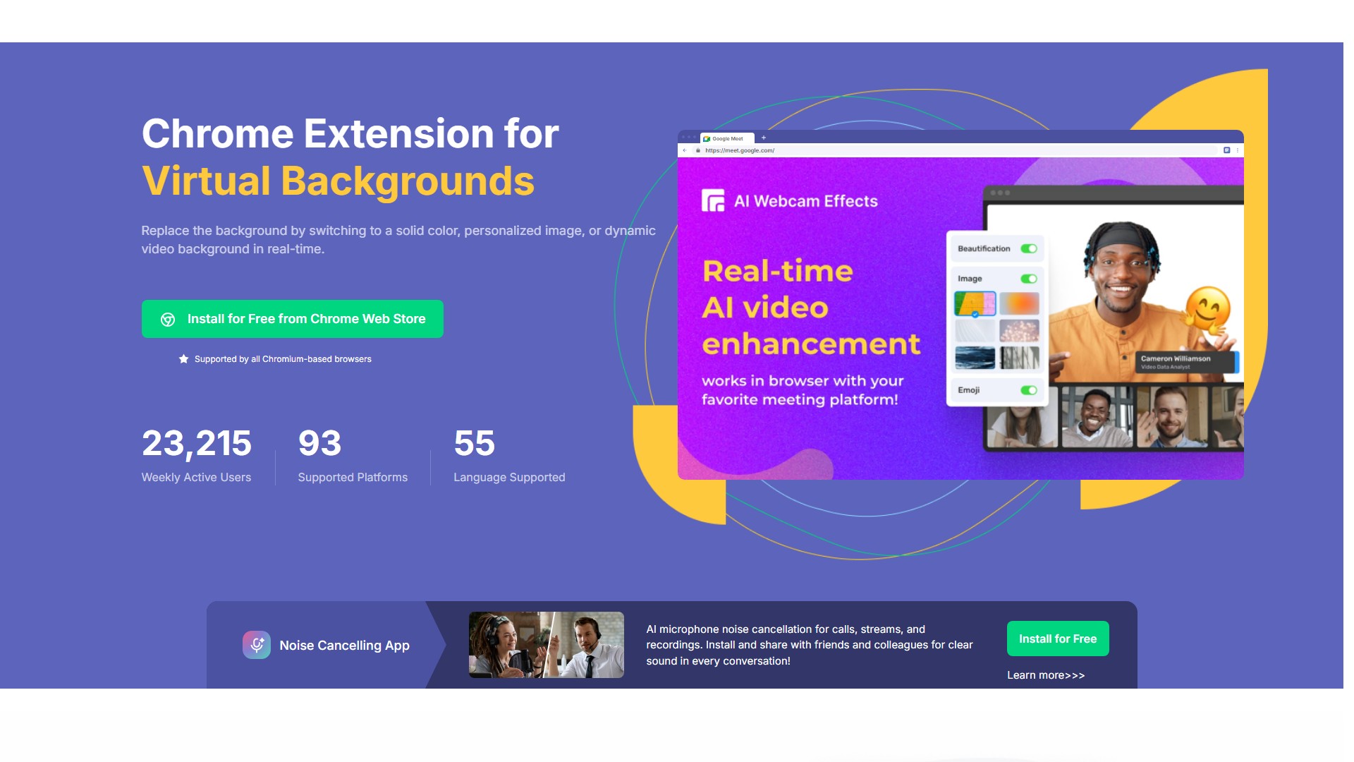 AI Webcam Effects for Video Meetings