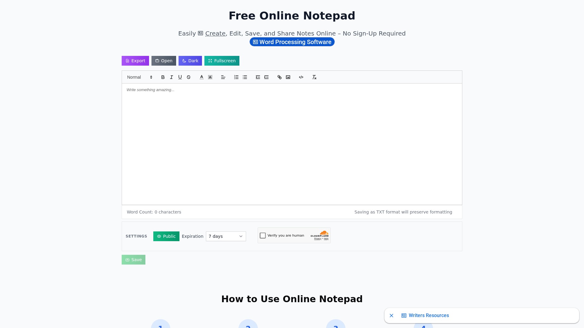 online notepad - AI Tool Screenshot