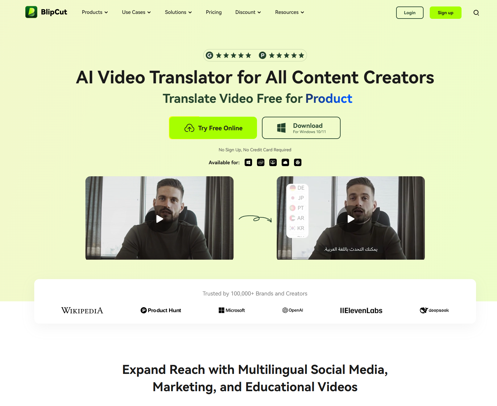 BlipCut Video Translator - AI Tool Screenshot