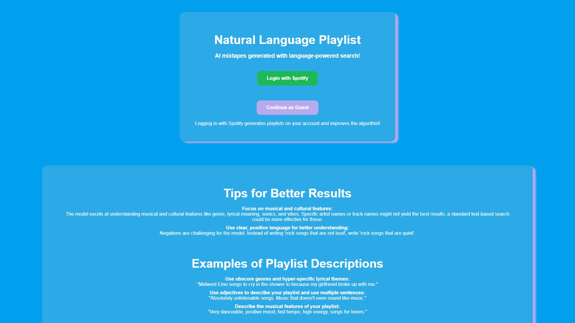Natural Language Playlist