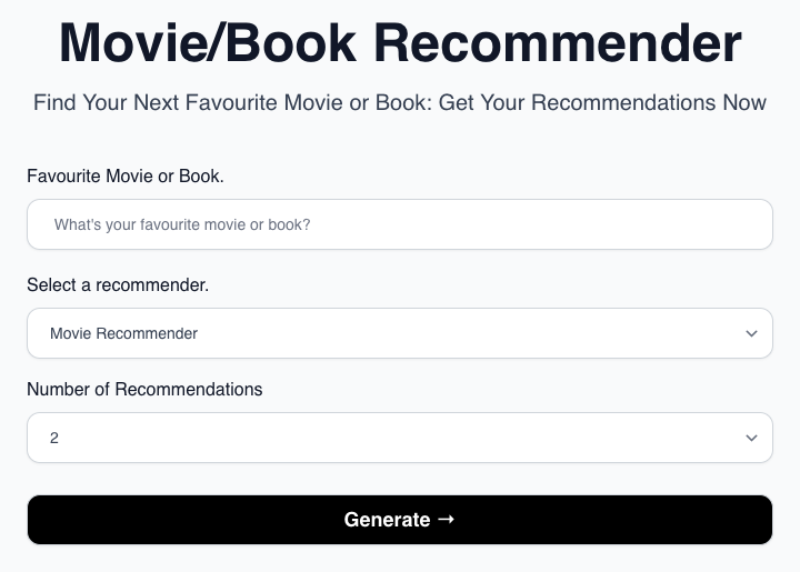Movie Book Recommender - AI Tool