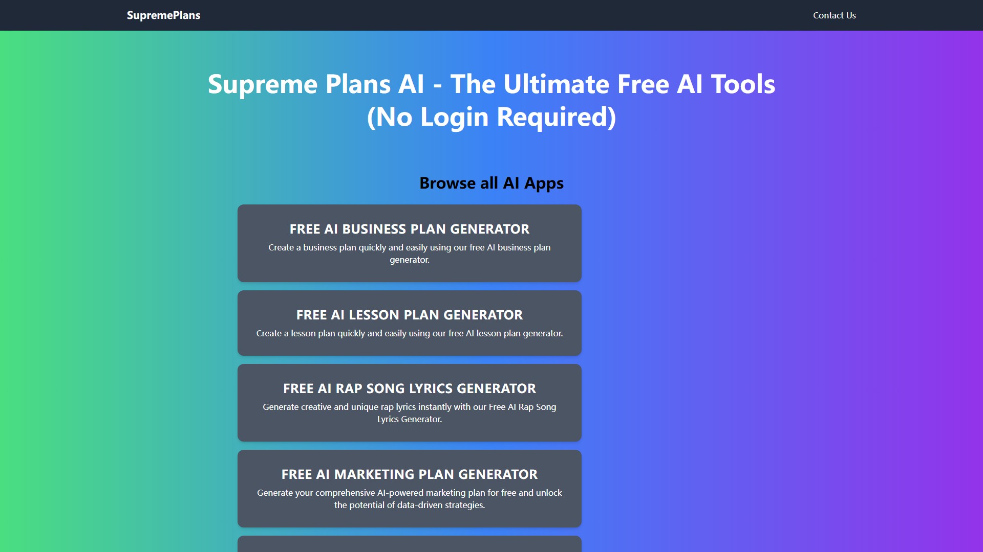 Supreme Plans AI