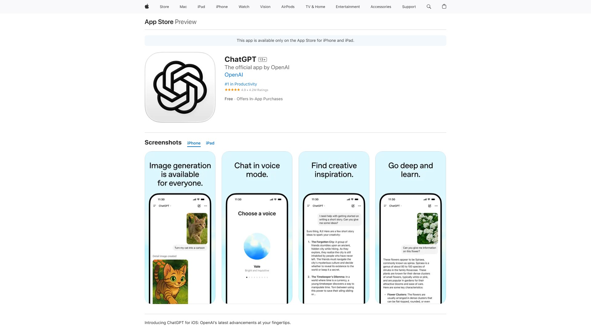OpenAI Official ChatGPT iOS APP
