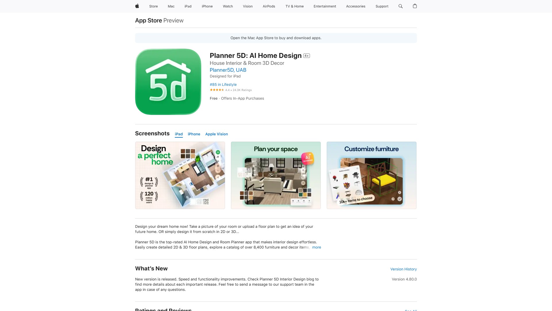 Planner 5D aka Lensa for Interior Design