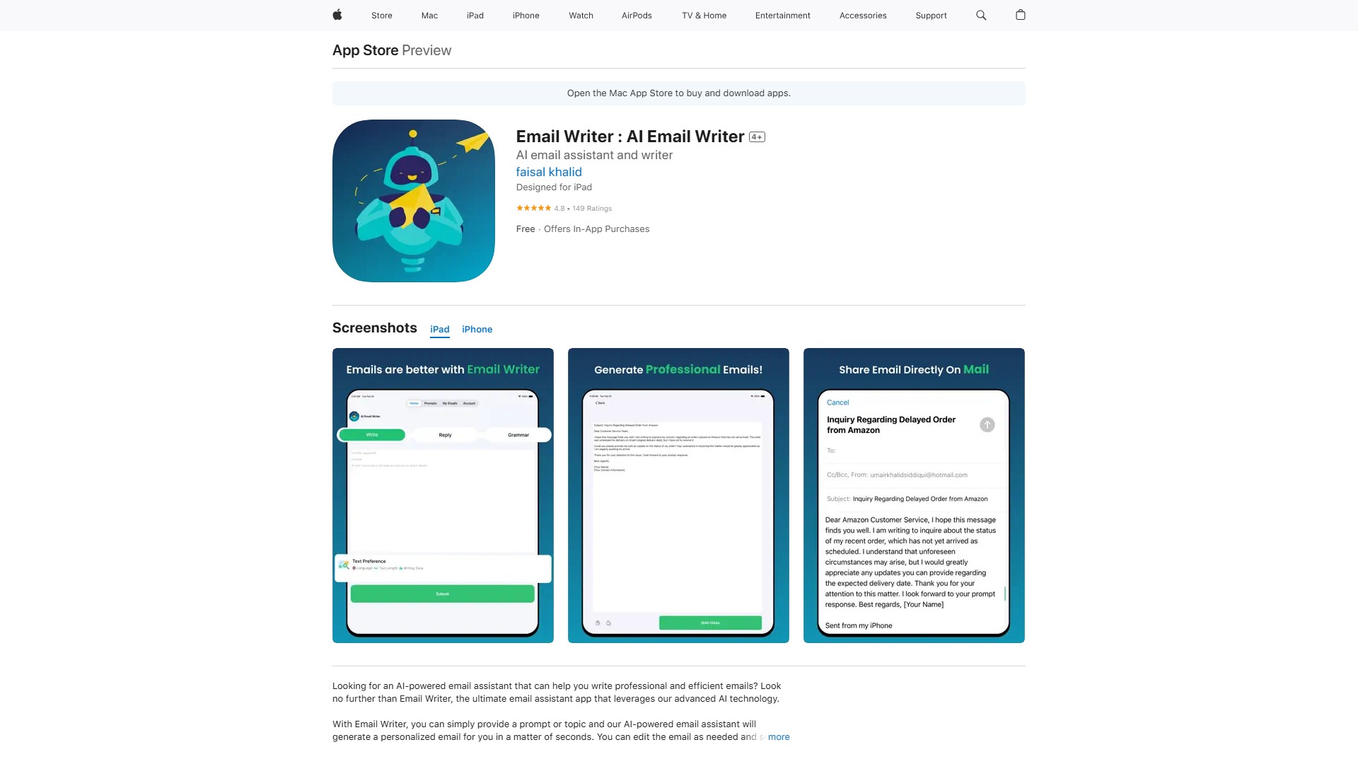 Email Writer - AI Email CHATGPT iOS APP