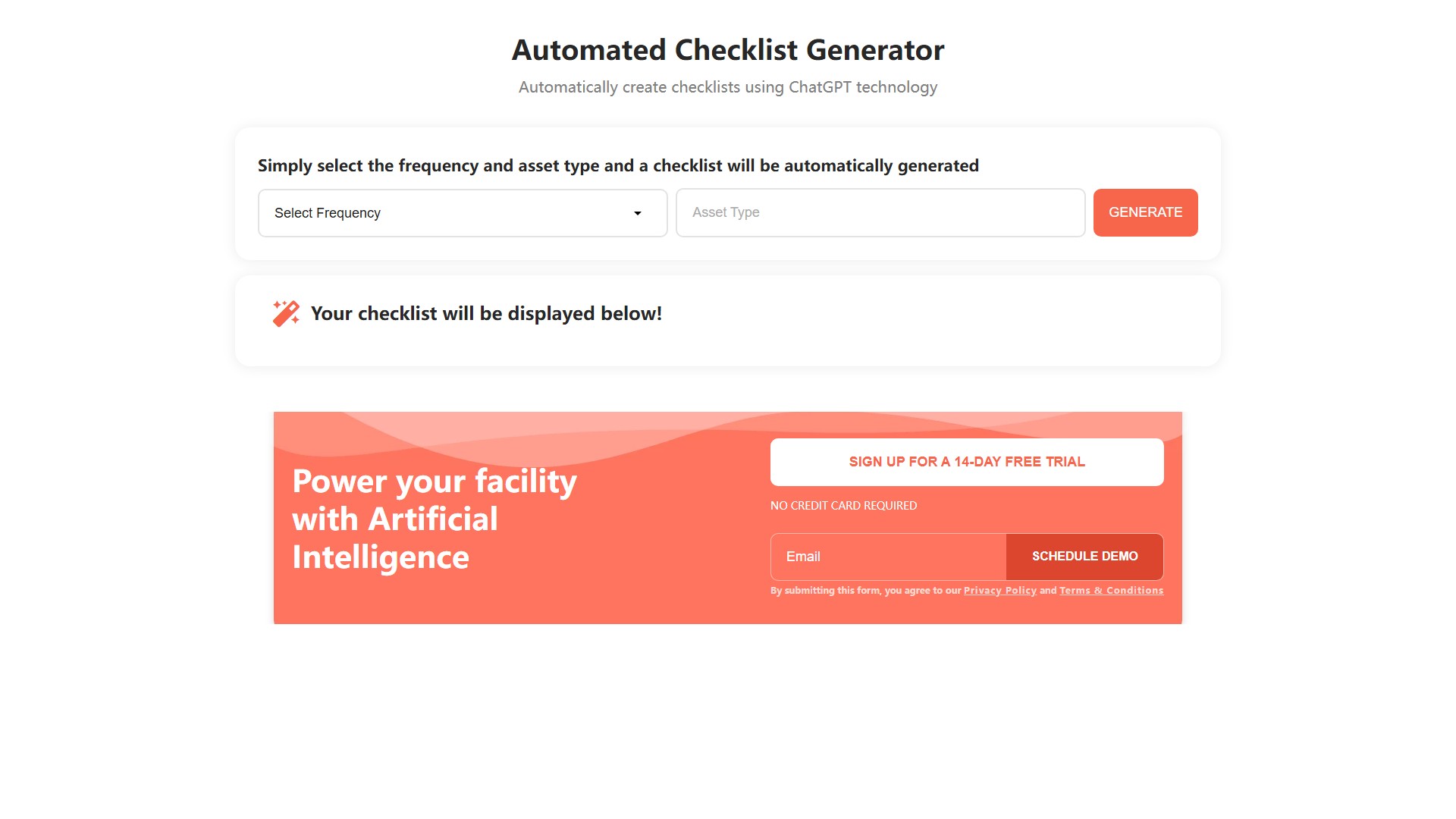 FacilityBot's Checklist Generator