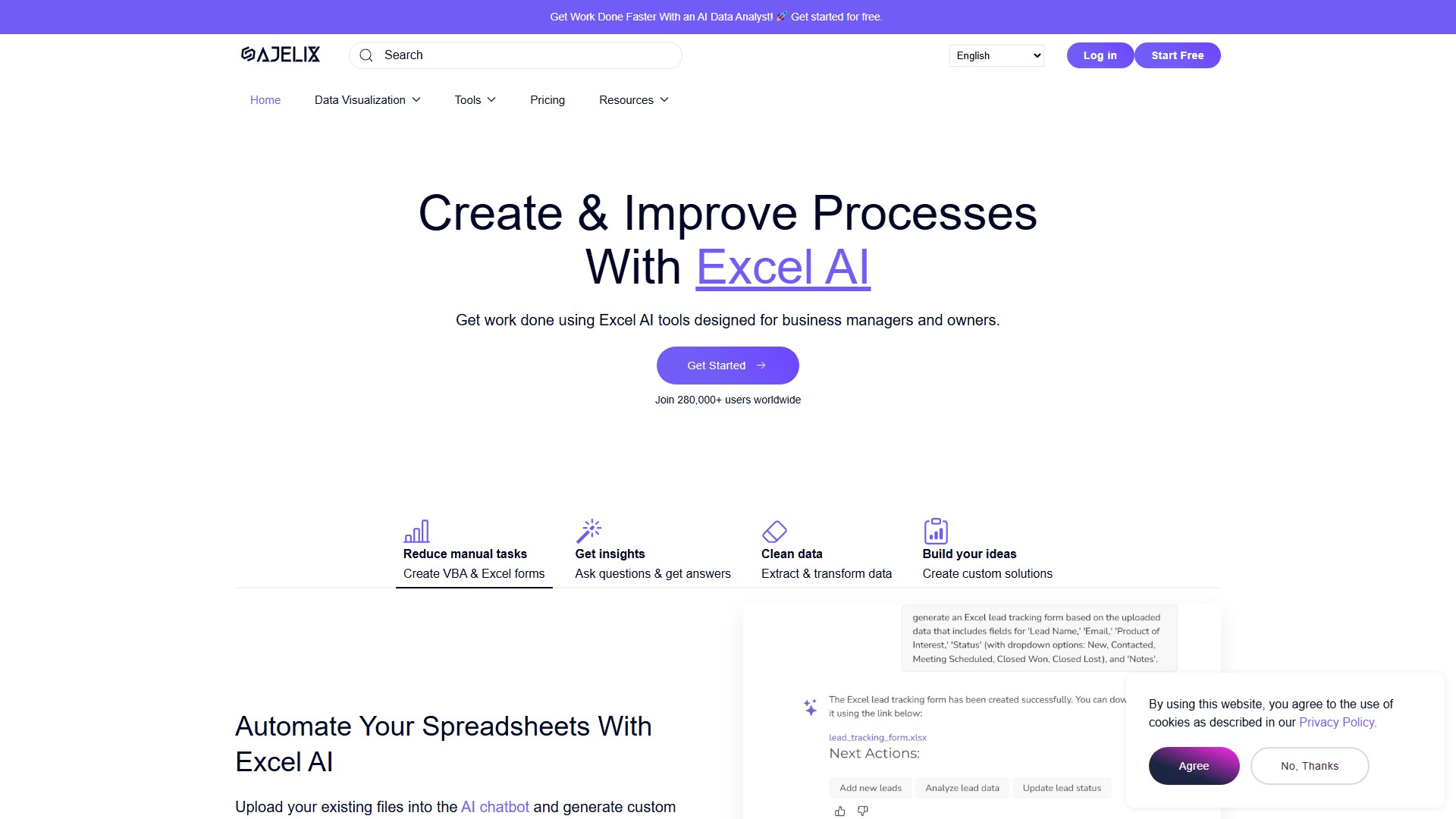 Ajelix AI Excel Tools
