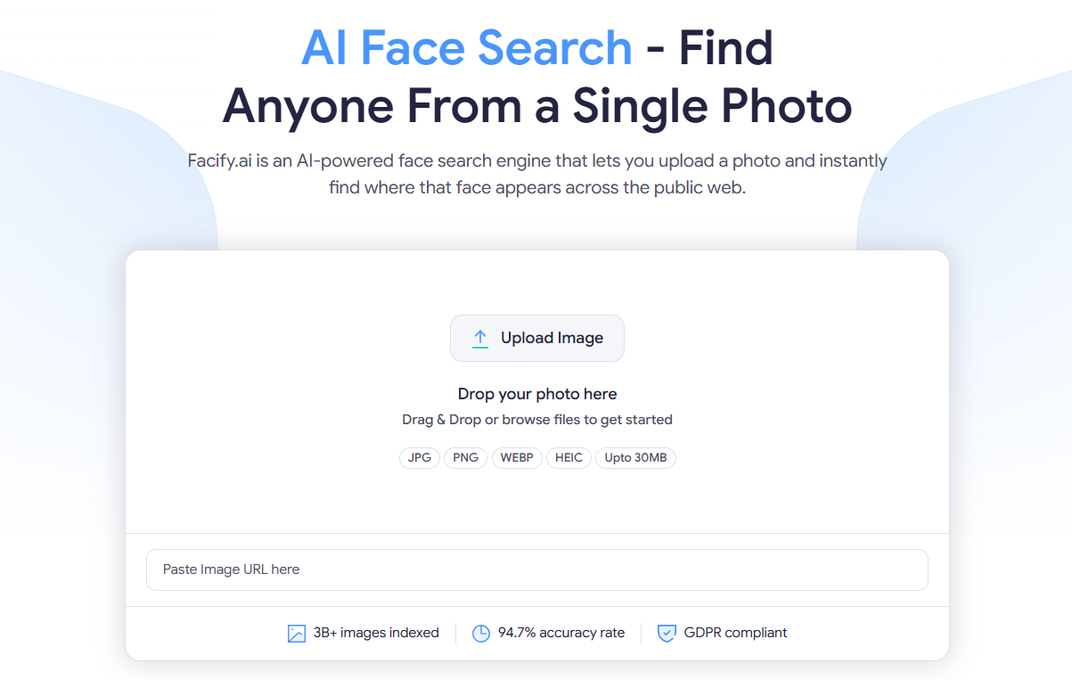 Facify.ai face search interface